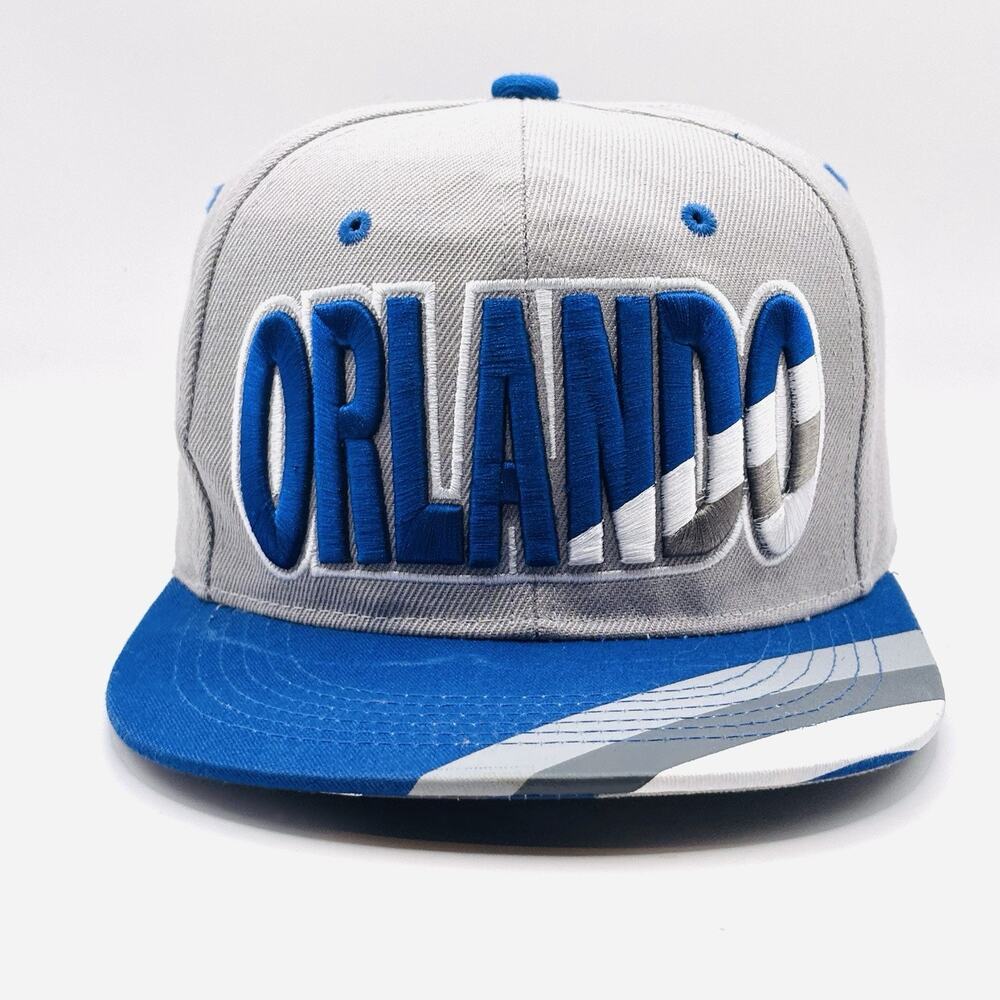 Orlando Florida Snapback Hat Cap Big Spell Out Flat Brim Destination Basketball